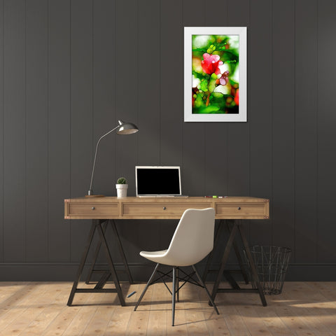 Malvenblute White Modern Wood Framed Art Print by Schmidt, Renate M.