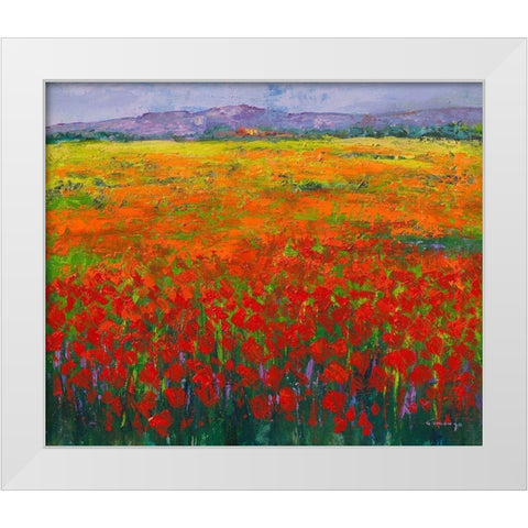 Mohnfeld White Modern Wood Framed Art Print by Camargo, Jesus P.