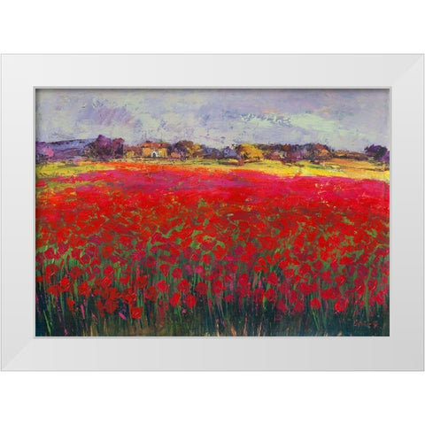 Mohnfeld White Modern Wood Framed Art Print by Camargo, Jesus P.