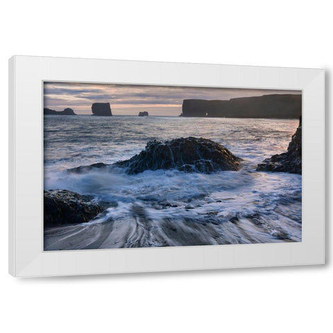 Dyrholaey White Modern Wood Framed Art Print by Strand, Hans