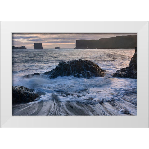 Dyrholaey White Modern Wood Framed Art Print by Strand, Hans