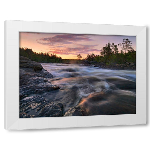Voxnan River White Modern Wood Framed Art Print by Strand, Hans