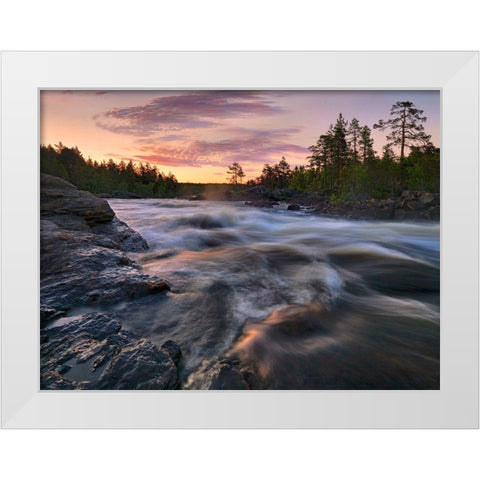Voxnan River White Modern Wood Framed Art Print by Strand, Hans