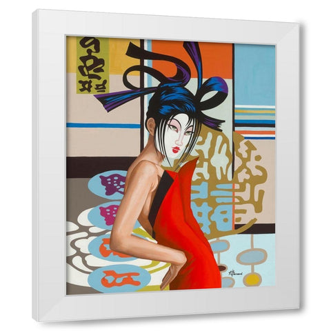 Miko White Modern Wood Framed Art Print by Bernard, Anne