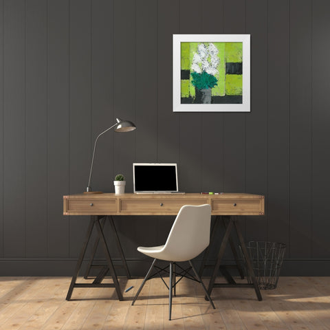 Dahlias de reve White Modern Wood Framed Art Print by Persillon, Francoise