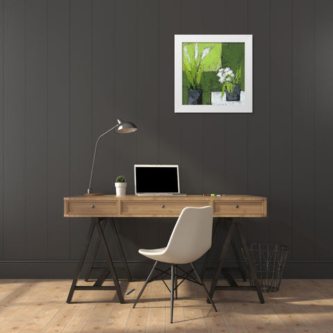Arums et tulipes ensemble White Modern Wood Framed Art Print by Persillon, Francoise