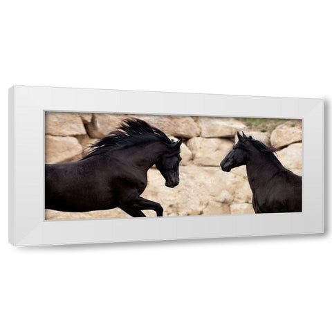 ChallengingÂ  each Other White Modern Wood Framed Art Print by Llovet, Jorge