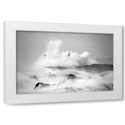 Storm in Cantabria White Modern Wood Framed Art Print by Cano, Marina
