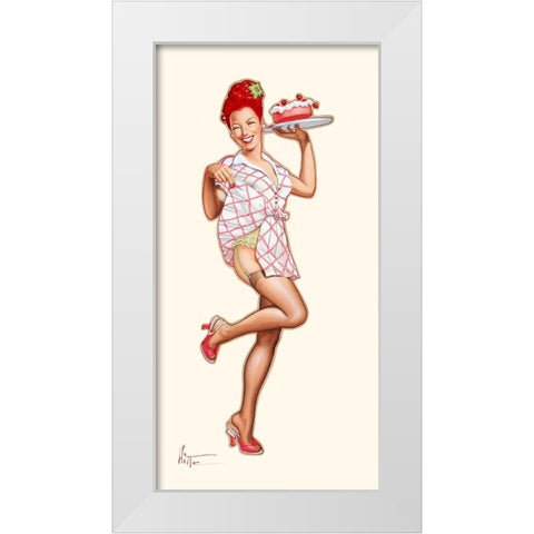 Avec des fraises White Modern Wood Framed Art Print by Hitte, Patrick