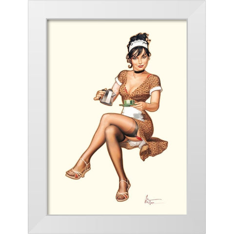 The ou cafe White Modern Wood Framed Art Print by Hitte, Patrick