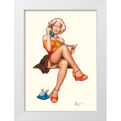 Betty au telephone White Modern Wood Framed Art Print by Hitte, Patrick