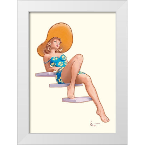 Sur l escalier White Modern Wood Framed Art Print by Hitte, Patrick