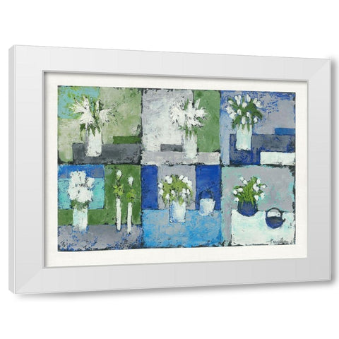 Fleurs en harmonie White Modern Wood Framed Art Print by Persillon, Francoise