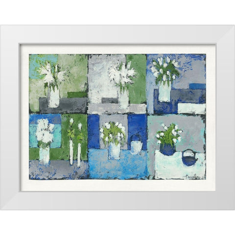 Fleurs en harmonie White Modern Wood Framed Art Print by Persillon, Francoise