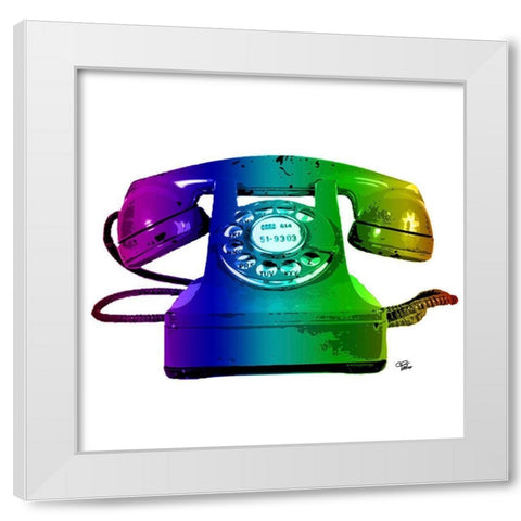 Rainbow Phone White Modern Wood Framed Art Print by Paslier, Morgan