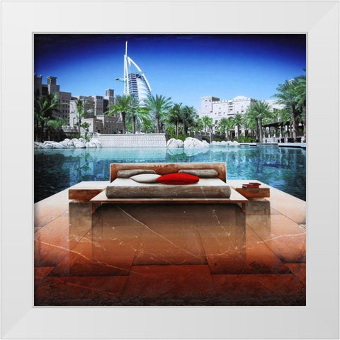 Beautiful View of DubaÃ¯ White Modern Wood Framed Art Print by MN.FF