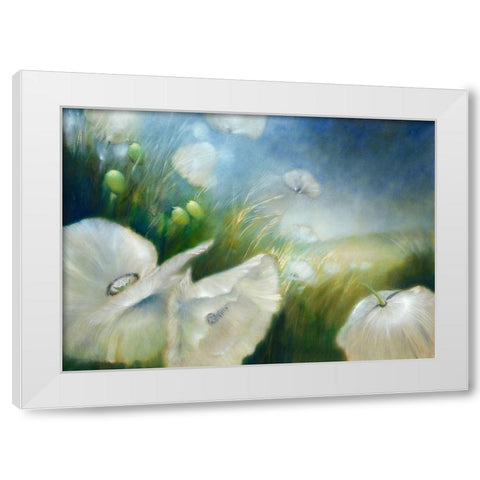 Weisser Mohn White Modern Wood Framed Art Print by Schmucker, Annette