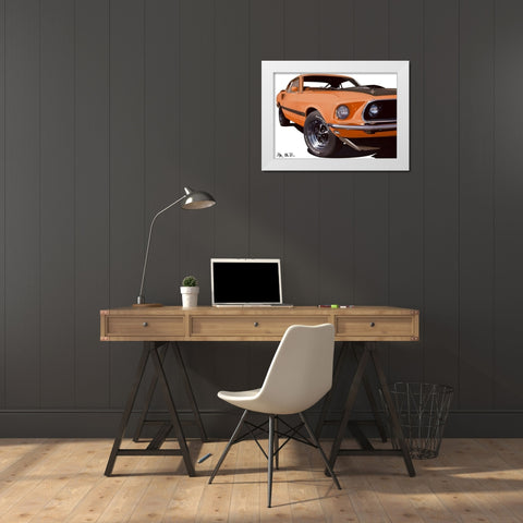 MACH I Orange White Modern Wood Framed Art Print by Strapelias - PR, Pierre