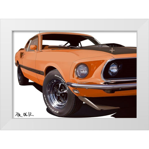 MACH I Orange White Modern Wood Framed Art Print by Strapelias - PR, Pierre