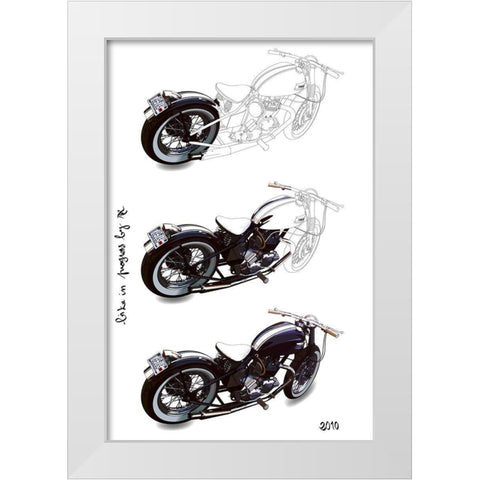 Bike in Progress White Modern Wood Framed Art Print by Strapelias - PR, Pierre