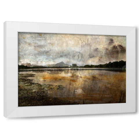 Un pont en reve White Modern Wood Framed Art Print by Le Visage, J-M