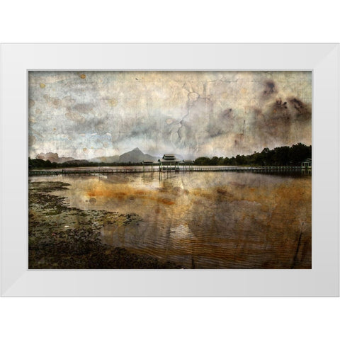 Un pont en reve White Modern Wood Framed Art Print by Le Visage, J-M