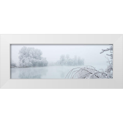 Winterlandschaft II White Modern Wood Framed Art Print by Hillert, Peter