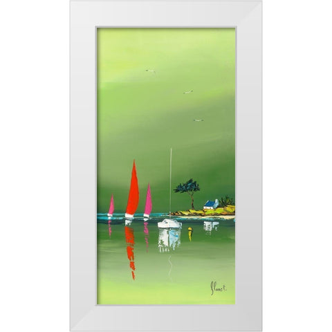 L abri cotier White Modern Wood Framed Art Print by Flanet, Frederic