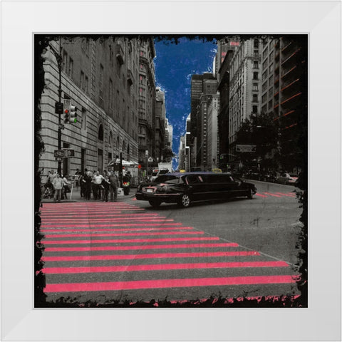 My Little Town Blue White Modern Wood Framed Art Print by Simonutti, Riccardo