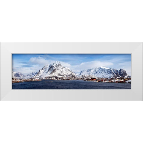 Lofoten Reine Panorama Detail White Modern Wood Framed Art Print by Fischer, Rolf