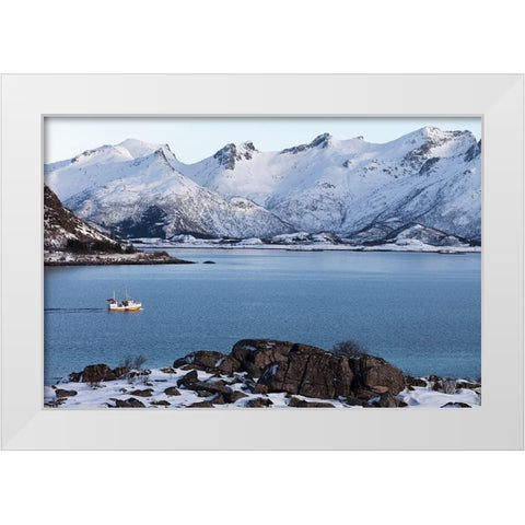 Fischerboot Lofoten White Modern Wood Framed Art Print by Fischer, Rolf