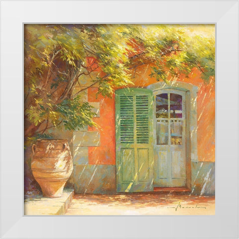 A l ombre de la glycine White Modern Wood Framed Art Print by Messely, Johan