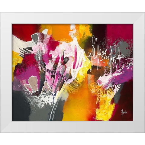 Instinct White Modern Wood Framed Art Print by Jadis