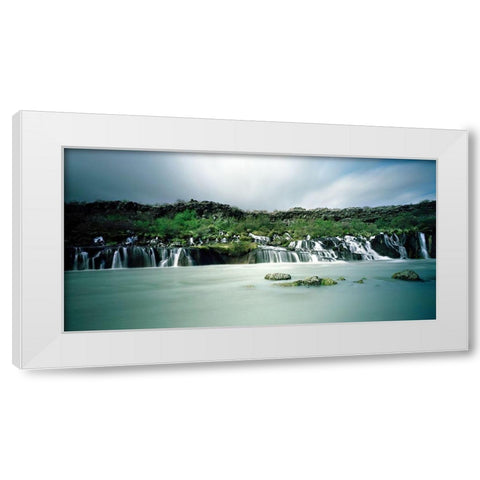 Hraunfossar-Island White Modern Wood Framed Art Print by Seidel, Leo