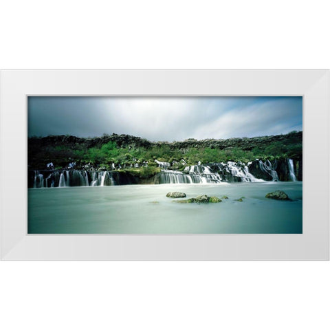 Hraunfossar-Island White Modern Wood Framed Art Print by Seidel, Leo