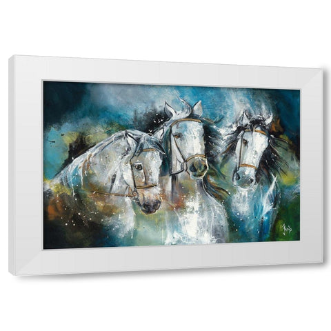 Trio White Modern Wood Framed Art Print by Jadis