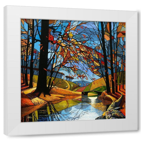 Autumn Stream White Modern Wood Framed Art Print by James, David