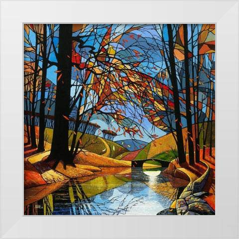 Autumn Stream White Modern Wood Framed Art Print by James, David