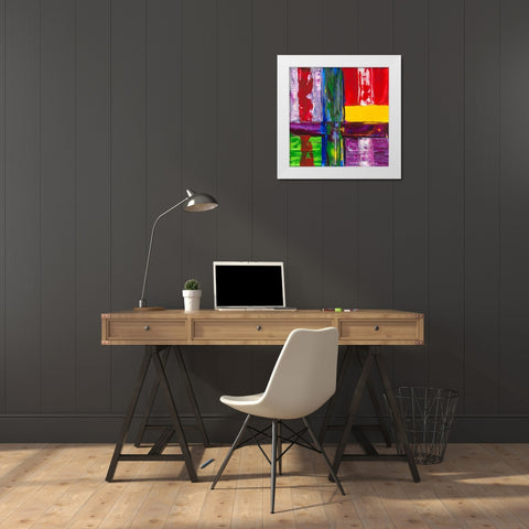 Fenetre jaune White Modern Wood Framed Art Print by MAXWELL