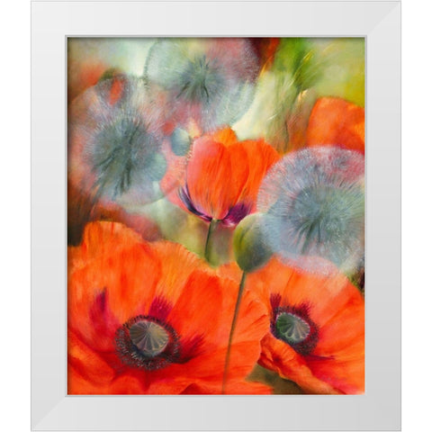 Mohn und Pustelblumen White Modern Wood Framed Art Print by Schmucker, Annette