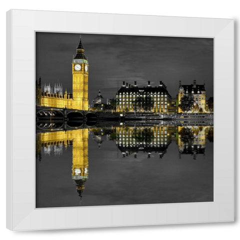 London Big Ben White Modern Wood Framed Art Print by Fischer, Rolf