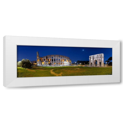 Kolosseum mit Konstantinsbogen Rom White Modern Wood Framed Art Print by Fischer, Rolf