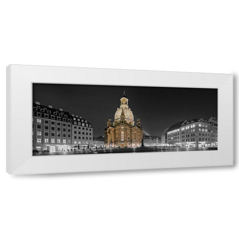 Altmarkt Dresden mit Frauenkirche White Modern Wood Framed Art Print by Fischer, Rolf