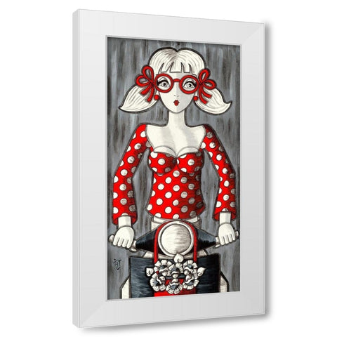 Petite Vespa White Modern Wood Framed Art Print by MIROTA