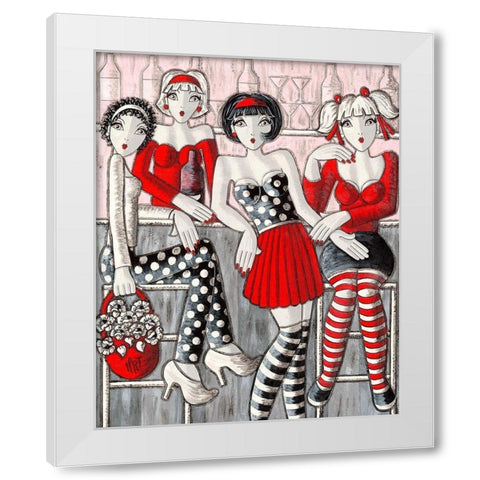 Les demoiselles White Modern Wood Framed Art Print by MIROTA