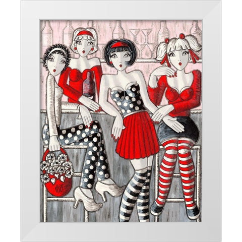 Les demoiselles White Modern Wood Framed Art Print by MIROTA