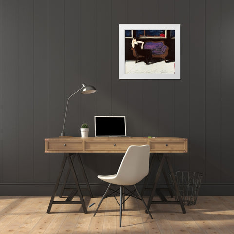 Pensiero lontano White Modern Wood Framed Art Print by Calvetti, Fabio