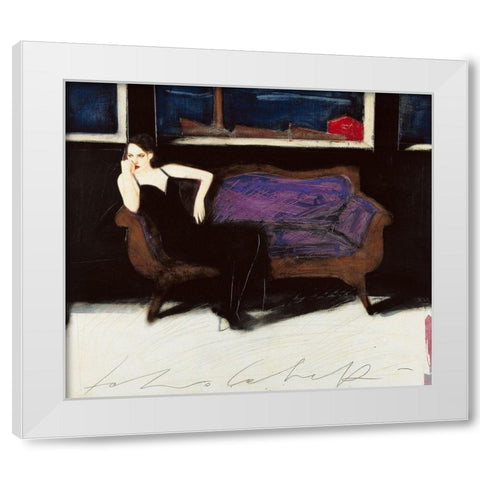Pensiero lontano White Modern Wood Framed Art Print by Calvetti, Fabio