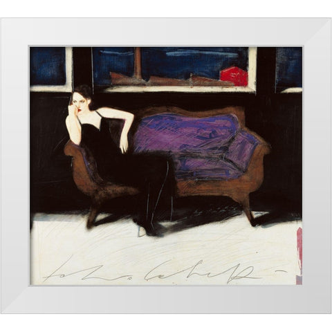 Pensiero lontano White Modern Wood Framed Art Print by Calvetti, Fabio