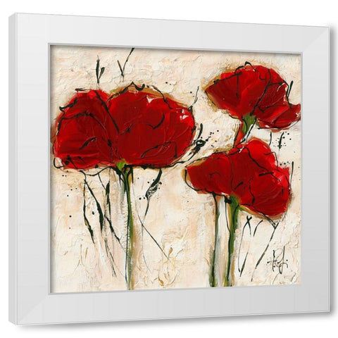 Pavot abstrait I White Modern Wood Framed Art Print by Zacher-Finet, Isabelle